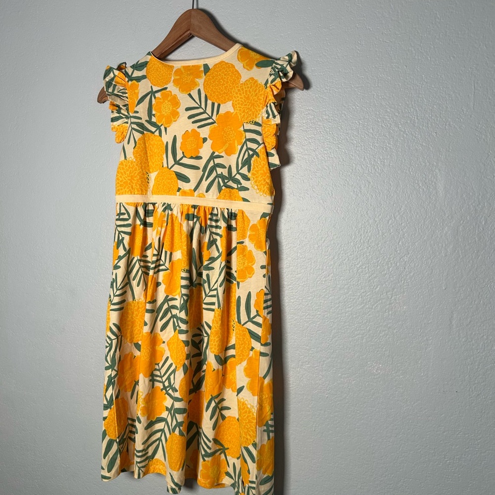 Tea Collection Wrap Neck Marigold Delight Yellow Floral Midi Dress cotton - Picture 10 of 12